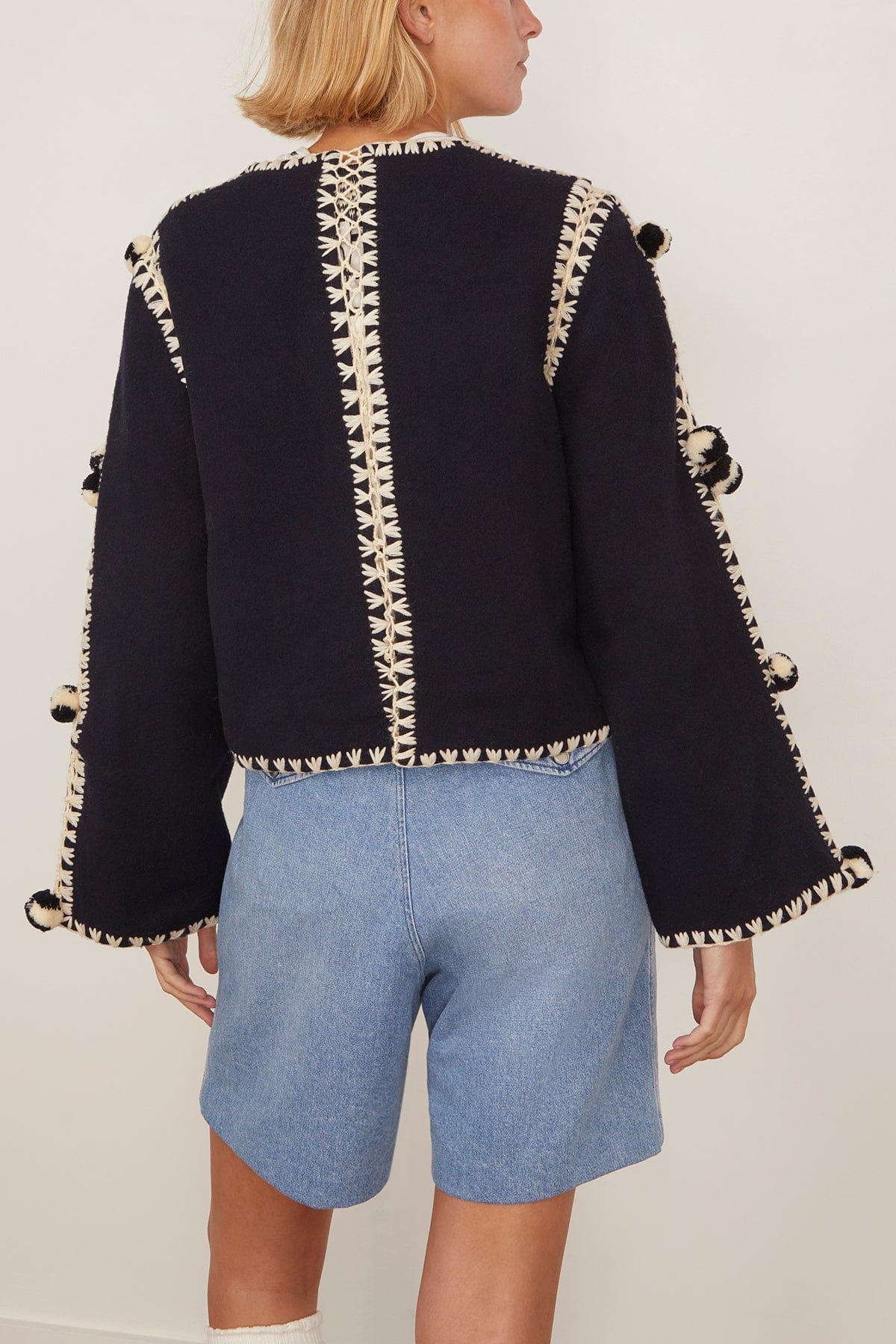 Sea Addison Pom Pom Jacket in Navy