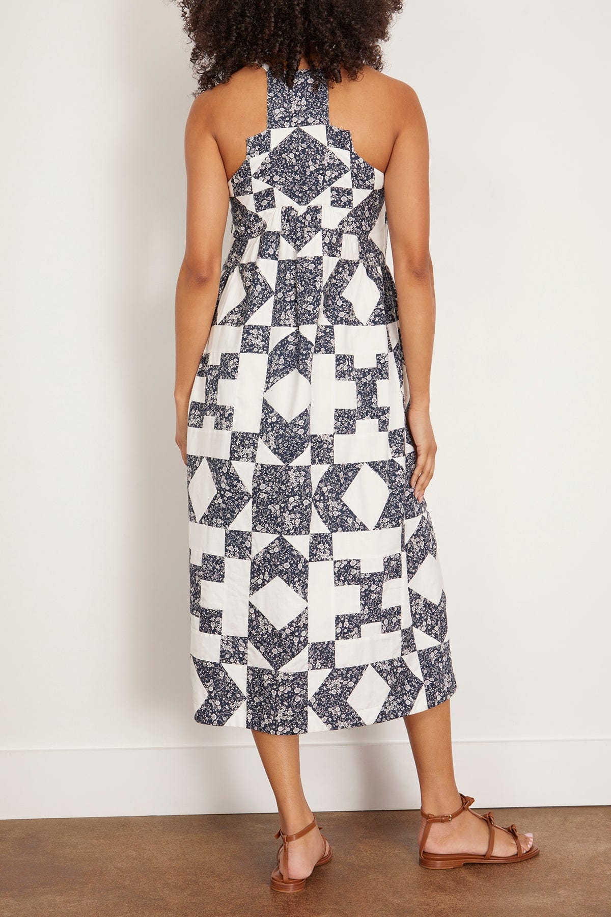 Sea Ana Patchwork Print Tank Dress in Navy