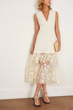 Sea Arielle Lace V-Neck Midi Dress in Cream