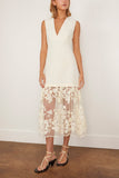 Sea Arielle Lace V-Neck Midi Dress in Cream