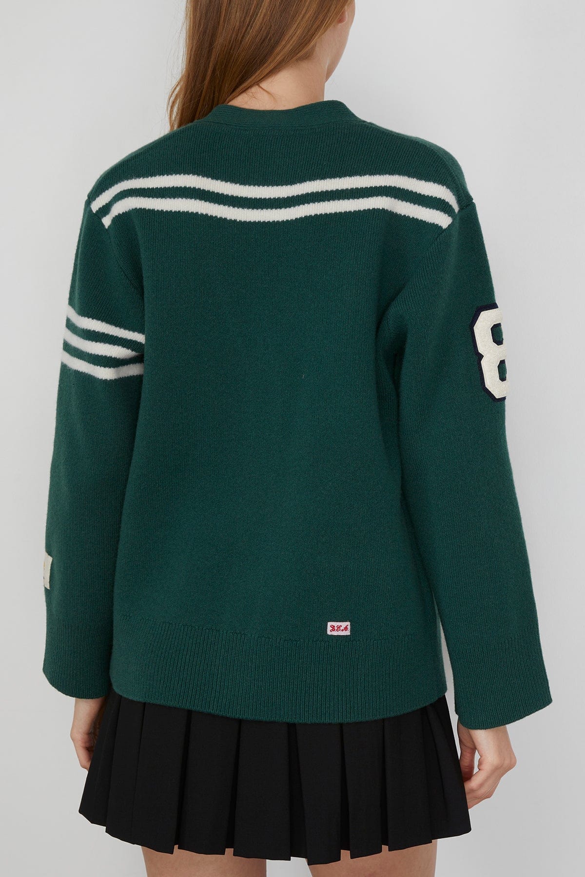 Sea Arther Varsity Knit Cardigan in Pine