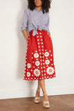 Sea Skirts Catrine Applique Midi Scallop Skirt in Red Catrine Applique Midi Scallop Skirt in Red
