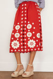 Sea Skirts Catrine Applique Midi Scallop Skirt in Red Catrine Applique Midi Scallop Skirt in Red