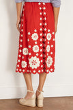 Sea Skirts Catrine Applique Midi Scallop Skirt in Red Catrine Applique Midi Scallop Skirt in Red