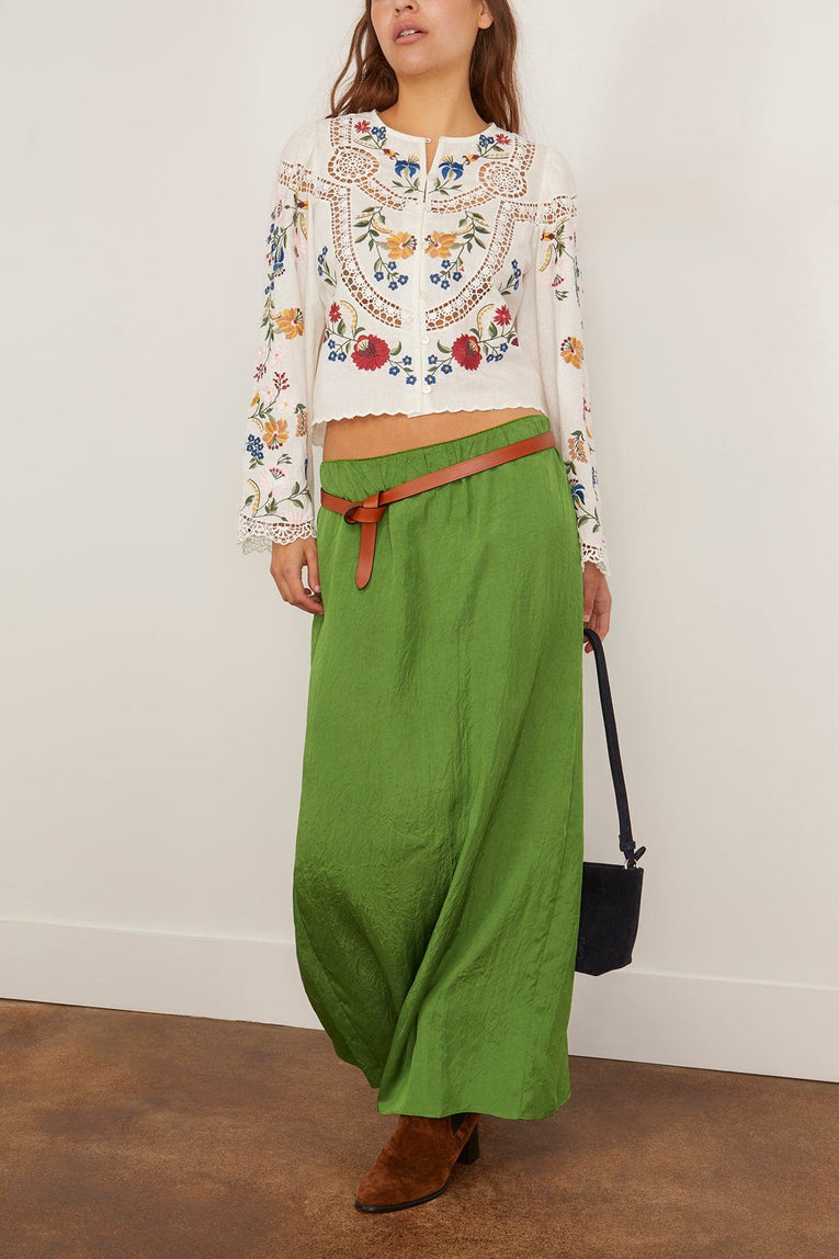 Sea Celia Embroidery Long Sleeve Blouse in Cream