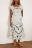 Sea Celia Embroidery Tank Midi Dress in Sky