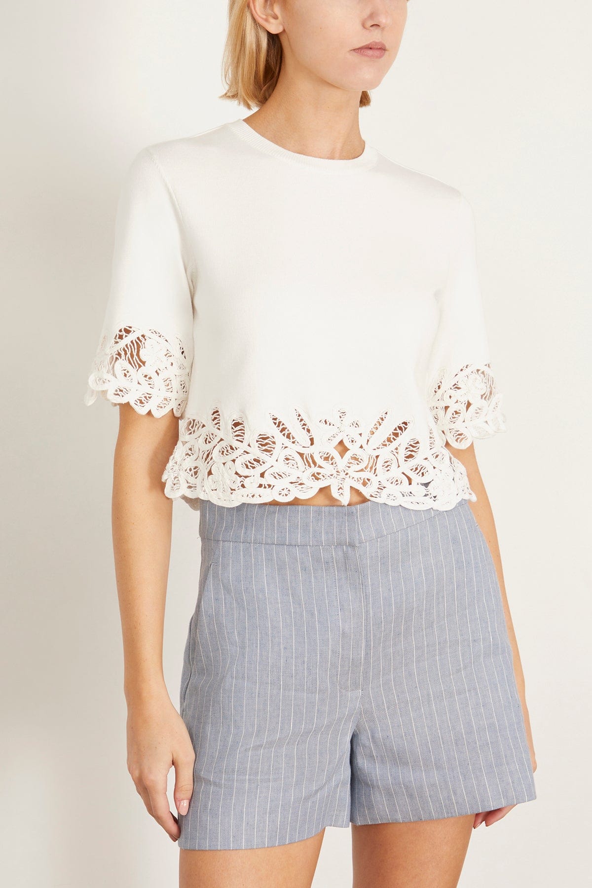 Sea Tops Elke Soutache Sweater in White SEA Elke Soutache Sweater in White