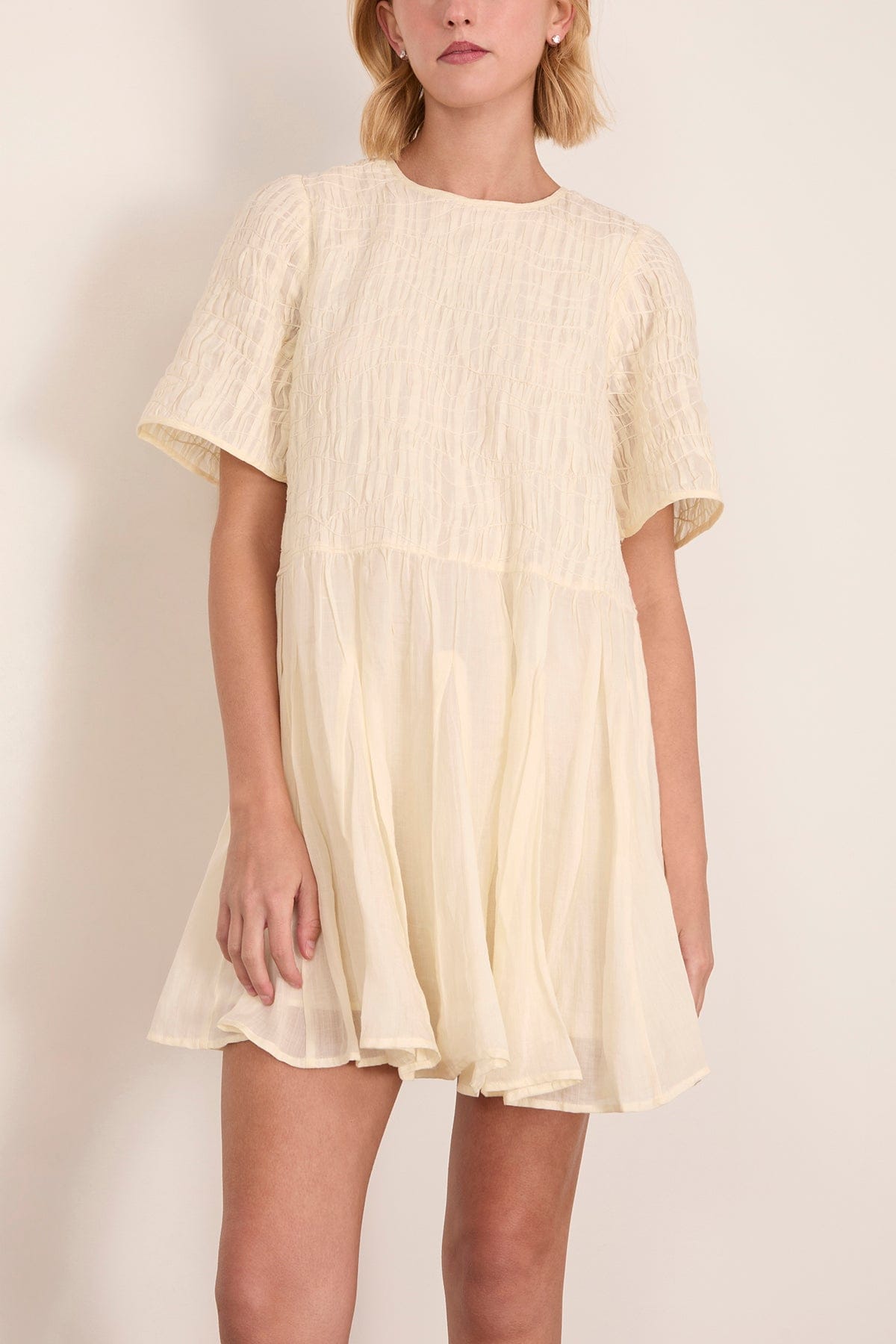 SEA Imogen Solid Short Sleeve Dress in Cream Hampden Clothing SEA Imogen Solid Short Sleeve Dress in Cream Hampden Clothing