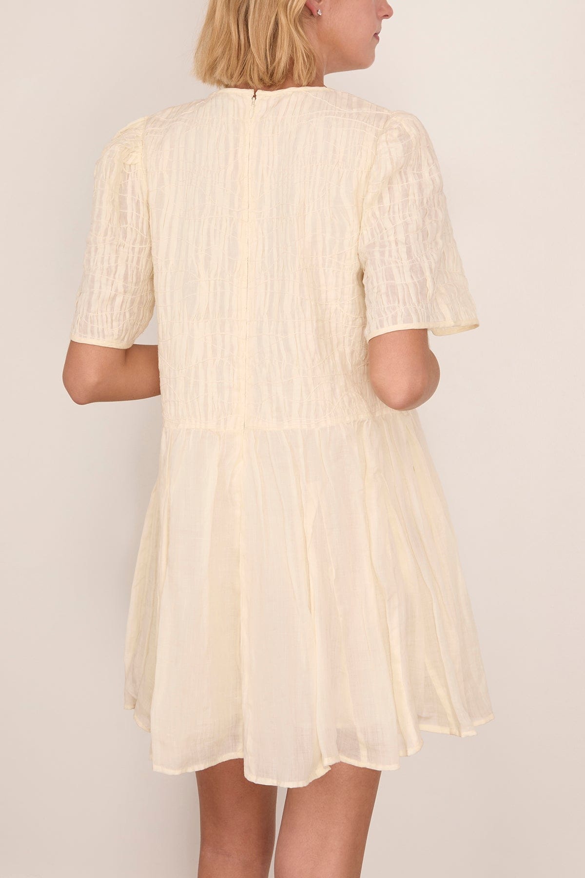 SEA Imogen Solid Short Sleeve Dress in Cream Hampden Clothing SEA Imogen Solid Short Sleeve Dress in Cream Hampden Clothing