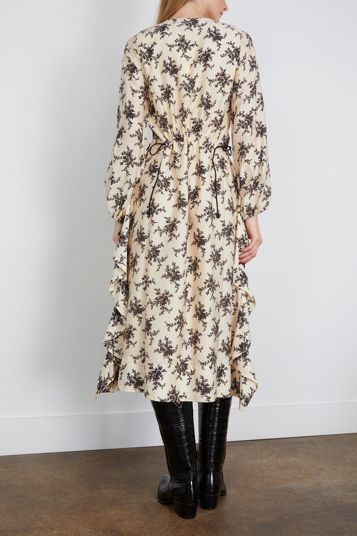 Sea Joan Print Tie Front Midi Dress in Cream