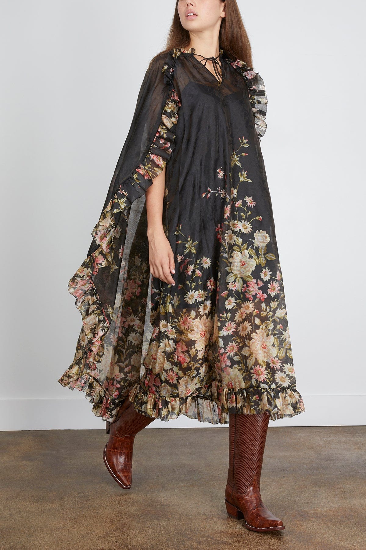 Sea Jolie Print Caped Midi Dress in Multi