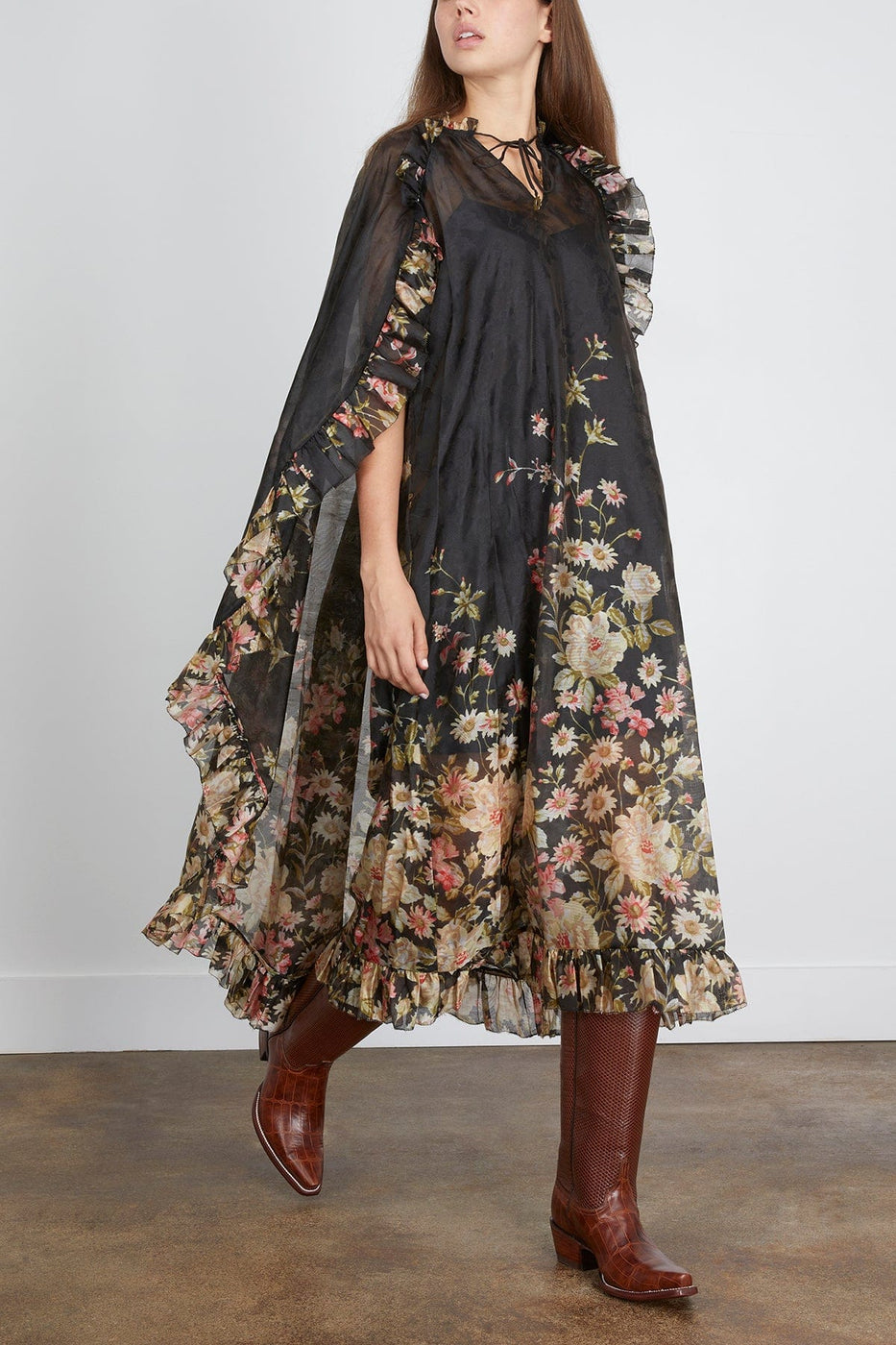 Sea Jolie Print Caped Midi Dress in Multi