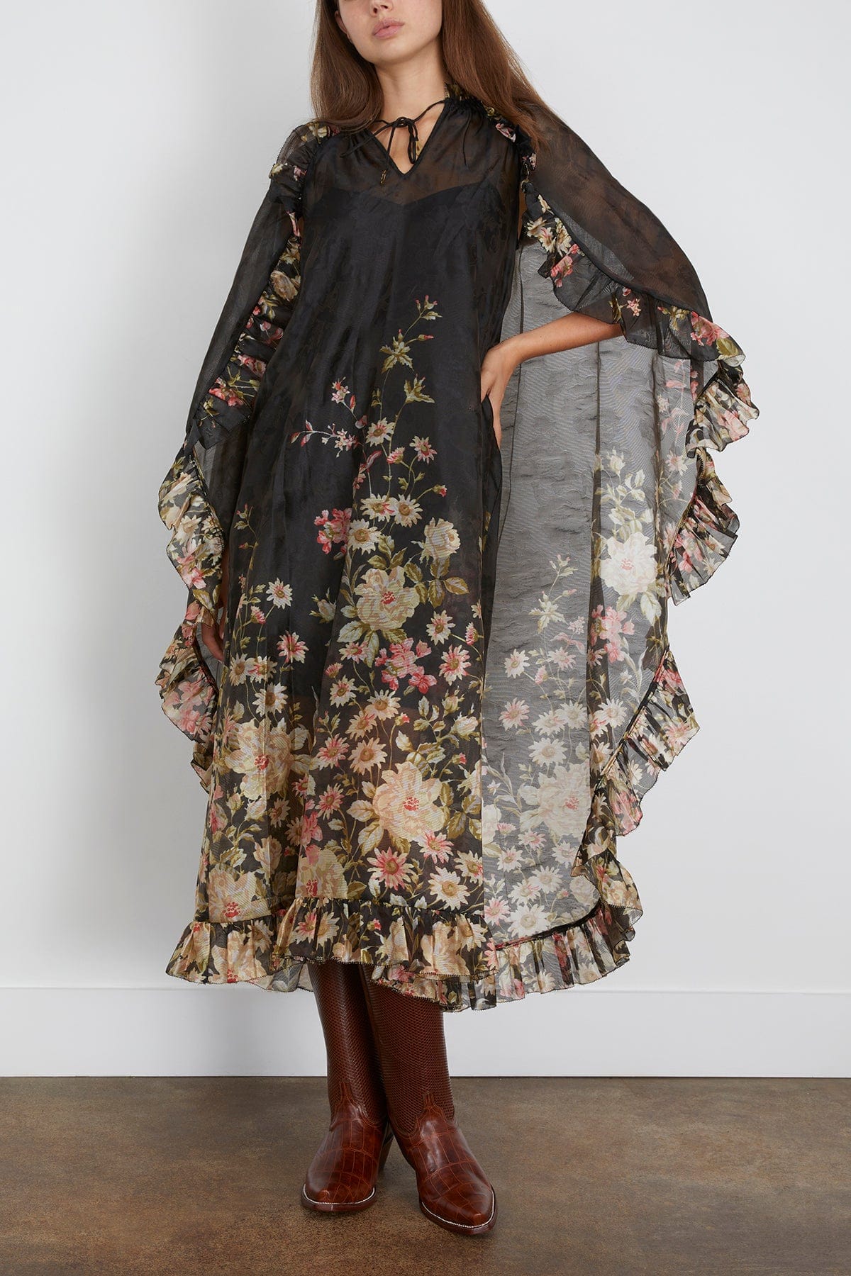 Sea Jolie Print Caped Midi Dress in Multi