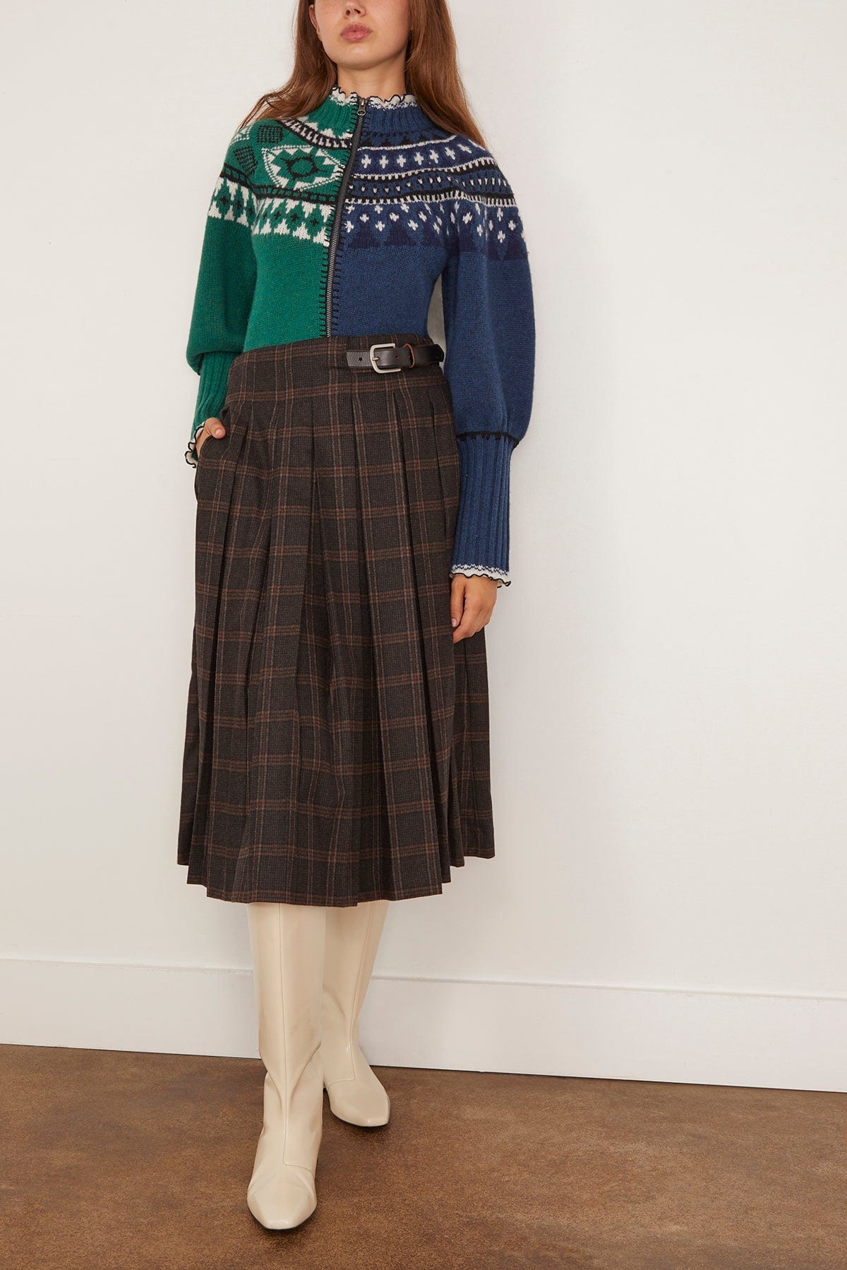 Sea Linea Fair Isle Zip Front Cardigan in Multi