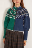 Sea Linea Fair Isle Zip Front Cardigan in Multi