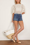 Sea Lula Embroidery Short Sleeve Top in White