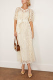 Sea Casual Dresses Lumi Eyelet Short Sleeve Ruched Dress in Cream SEA Lumi Eyelet Short Sleeve Ruched Dress in Cream