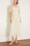 Sea Casual Dresses Lumi Eyelet Short Sleeve Ruched Dress in Cream SEA Lumi Eyelet Short Sleeve Ruched Dress in Cream