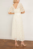 Sea Casual Dresses Lumi Eyelet Short Sleeve Ruched Dress in Cream SEA Lumi Eyelet Short Sleeve Ruched Dress in Cream