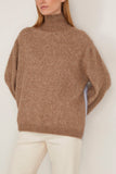 Sea Mallory Combo Knit Turtleneck Sweater in Camel