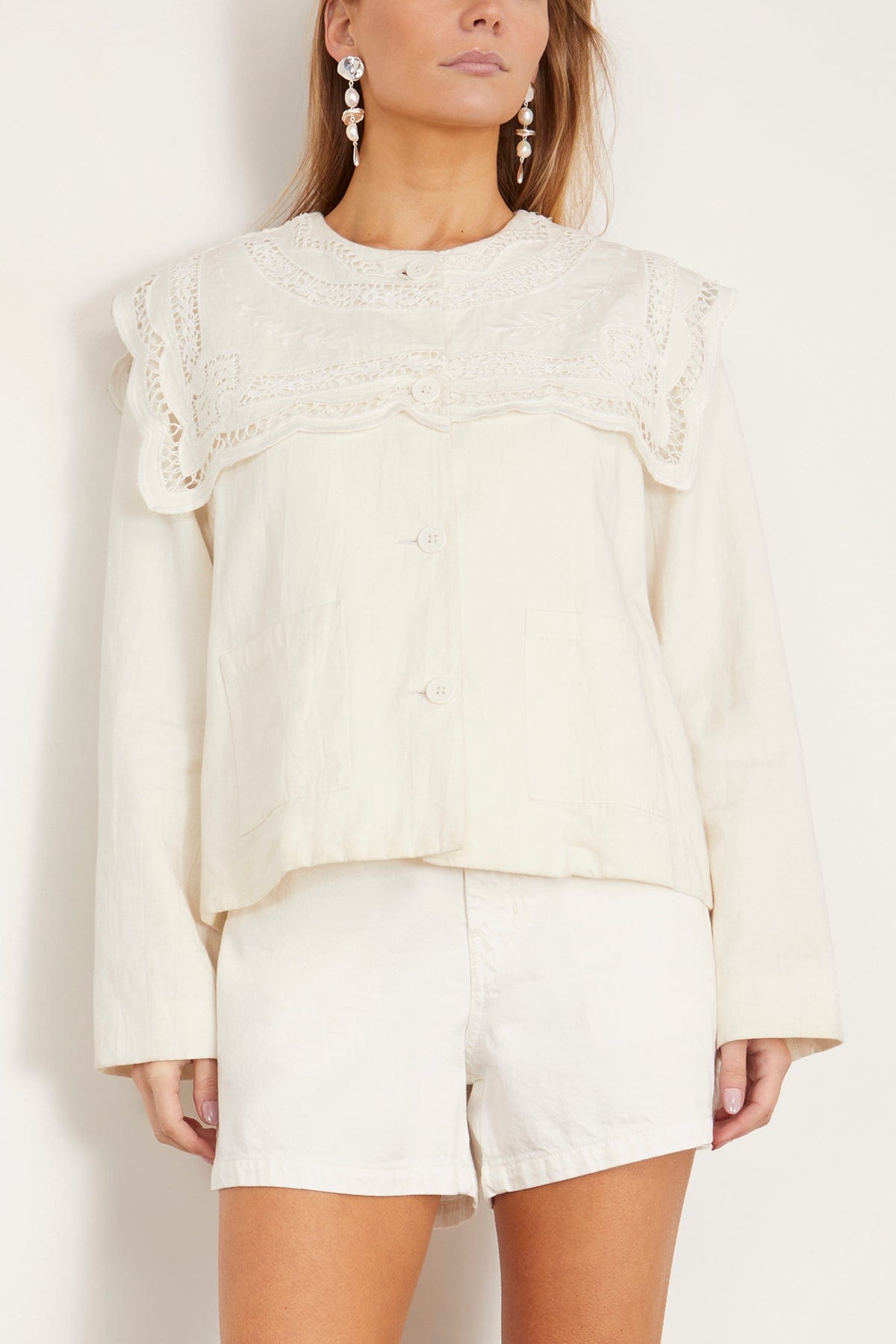 Sea Marie Embroidery Jacket in White
