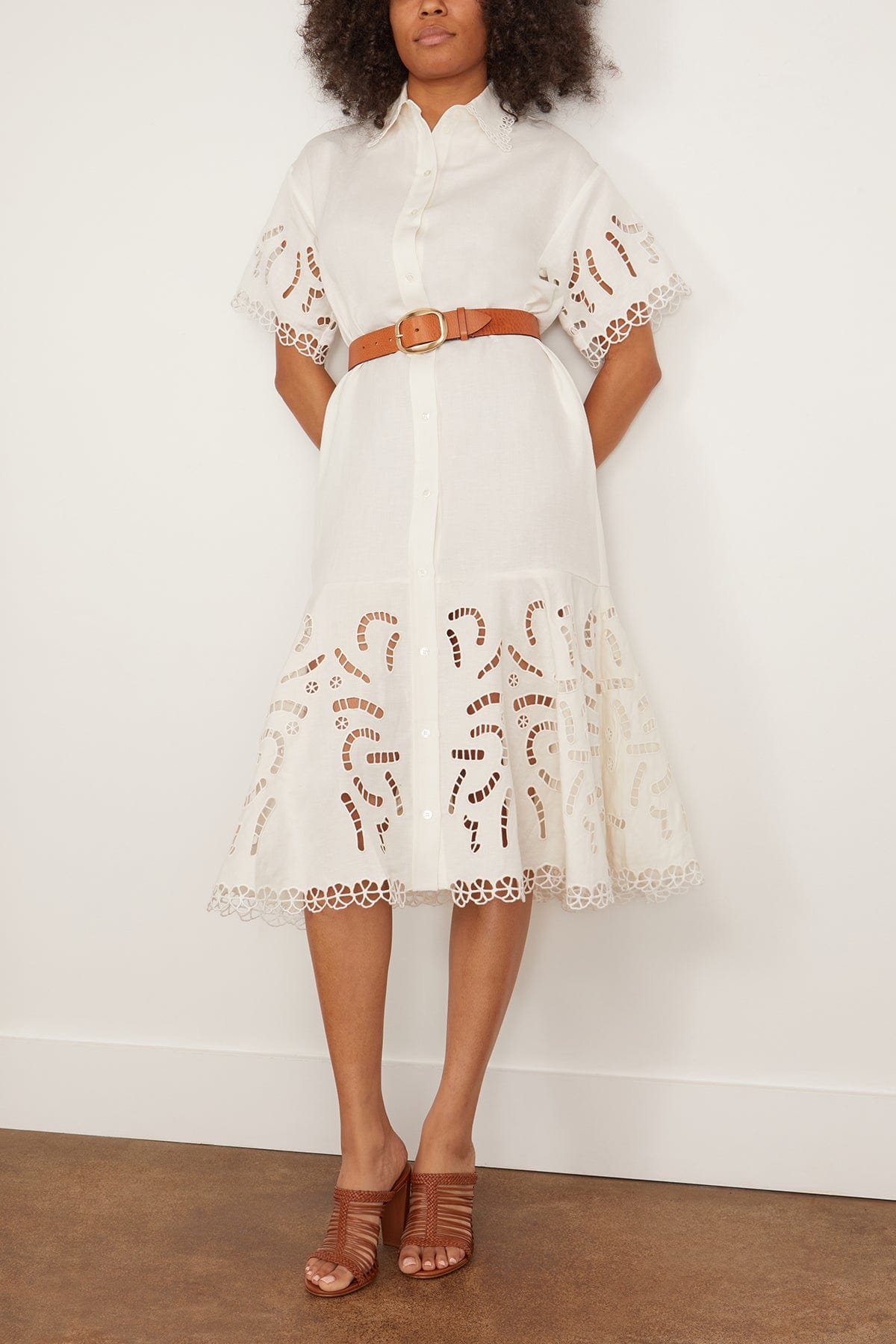 Sea Casual Dresses Marja Embroidery Shirt Dress in Pearl SEA Marja Embroidery Shirt Dress in Pearl