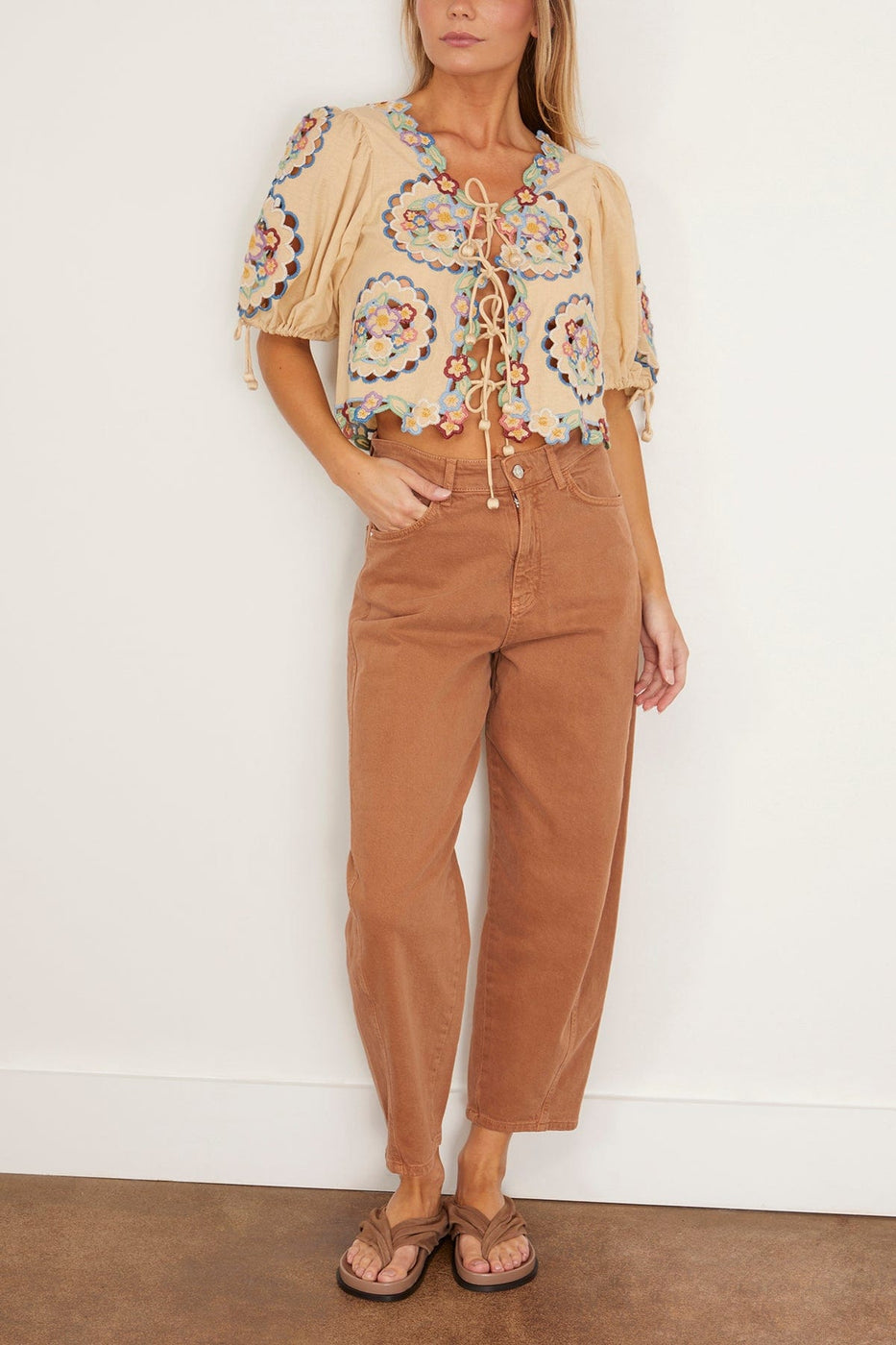 Sea Tops Melinda Embroidered Short Sleeve Top in Ecru SEA Melinda Embroidered Short Sleeve Top in Ecru