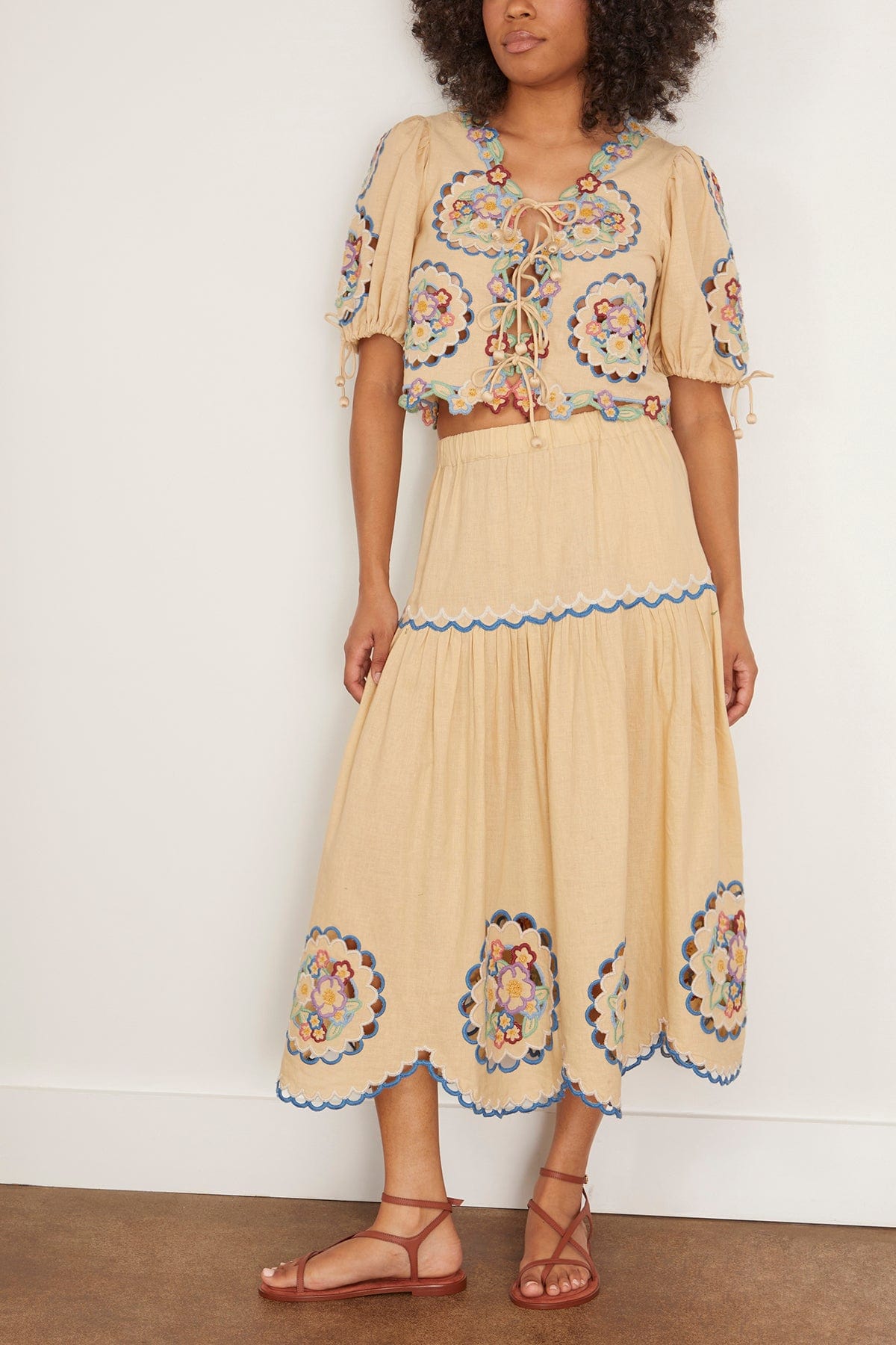 Sea Skirts Melinda Embroidered Skirt in Ecru SEA Melinda Embroidered Skirt in Ecru