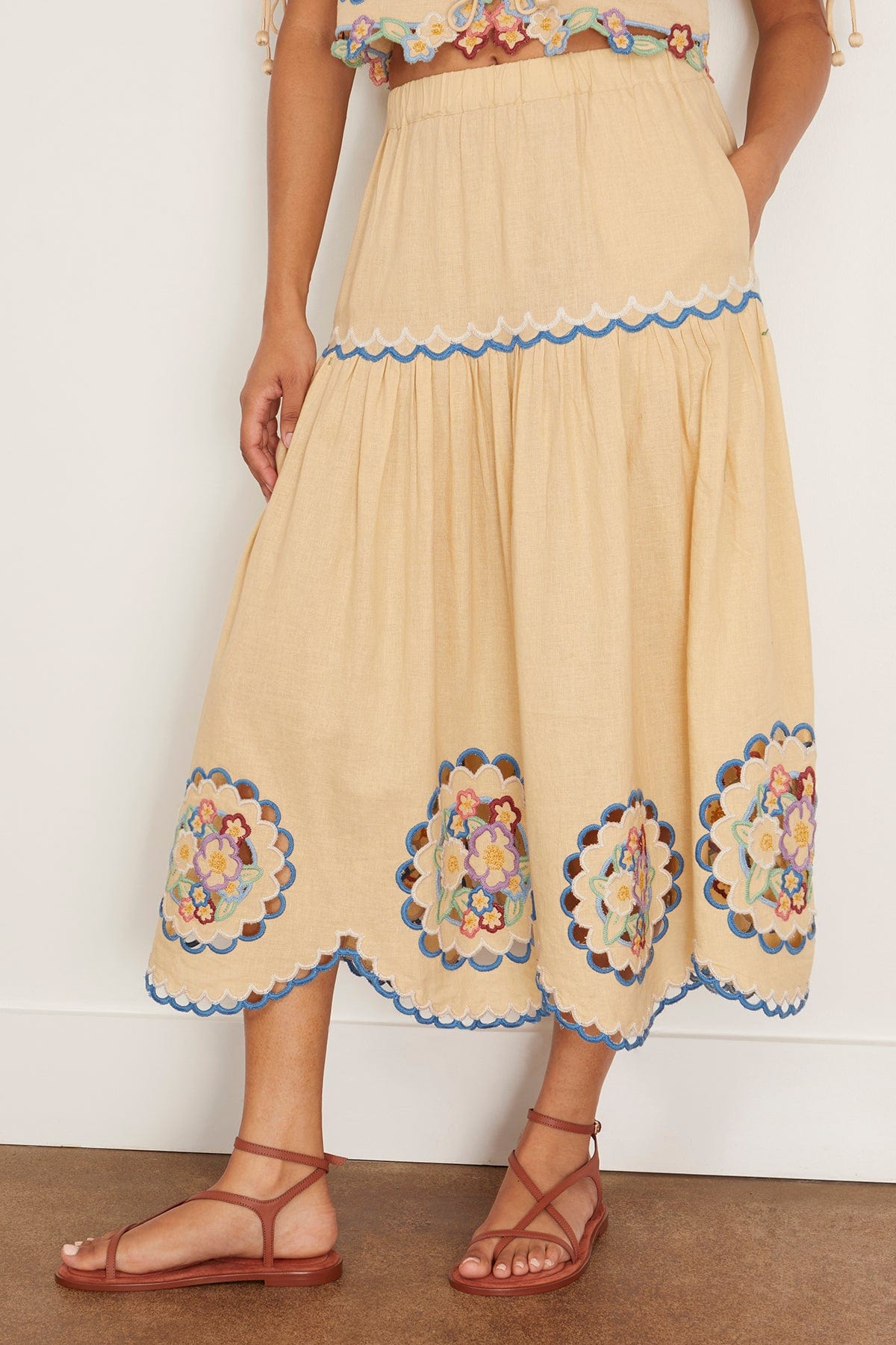 Sea Skirts Melinda Embroidered Skirt in Ecru SEA Melinda Embroidered Skirt in Ecru
