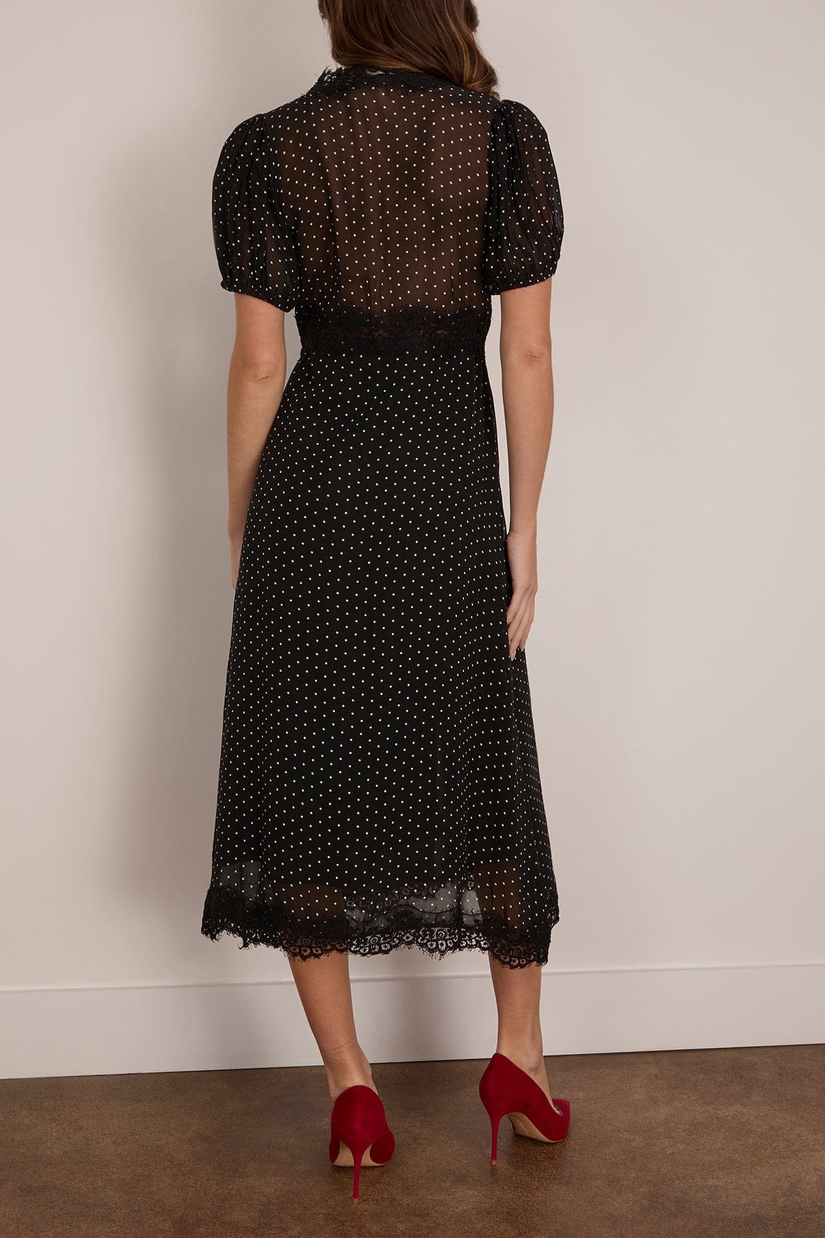 SEA Melody Polka Dot Puff Sleeve Dress in Black Hampden Clothing SEA Melody Polka Dot Puff Sleeve Dress in Black Hampden Clothing