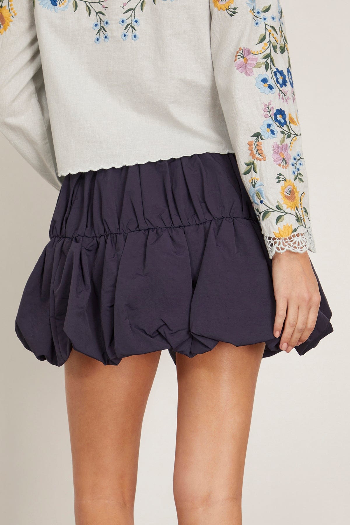 Sea Mirian Windbreaker Mini Bubble Skirt in Navy