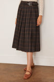 Sea Monroe Wool Plaid Belted Pleat Skirt in Multi