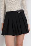 Sea Adeline Wool Suiting Belted Pleat Mini Skirt in Black