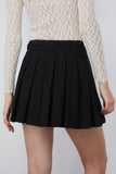 Sea Adeline Wool Suiting Belted Pleat Mini Skirt in Black