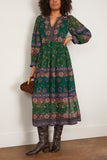 Sea Melba Print Long Sleeve Midi Dress in Green