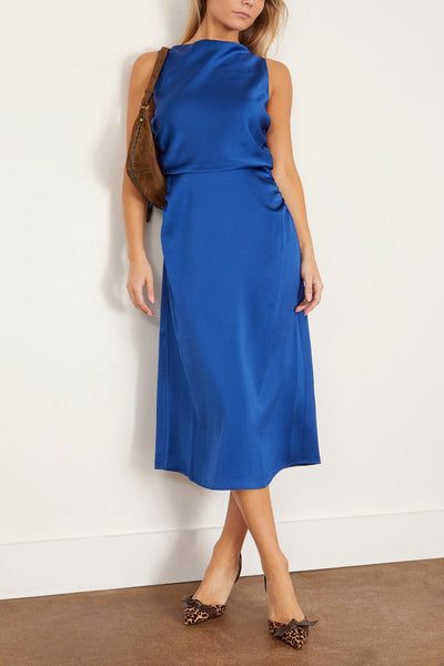 Sea Cocktail Dresses Noa Satin Halter Cowl Dress in Blue SEA Noa Satin Halter Cowl Dress in Blue