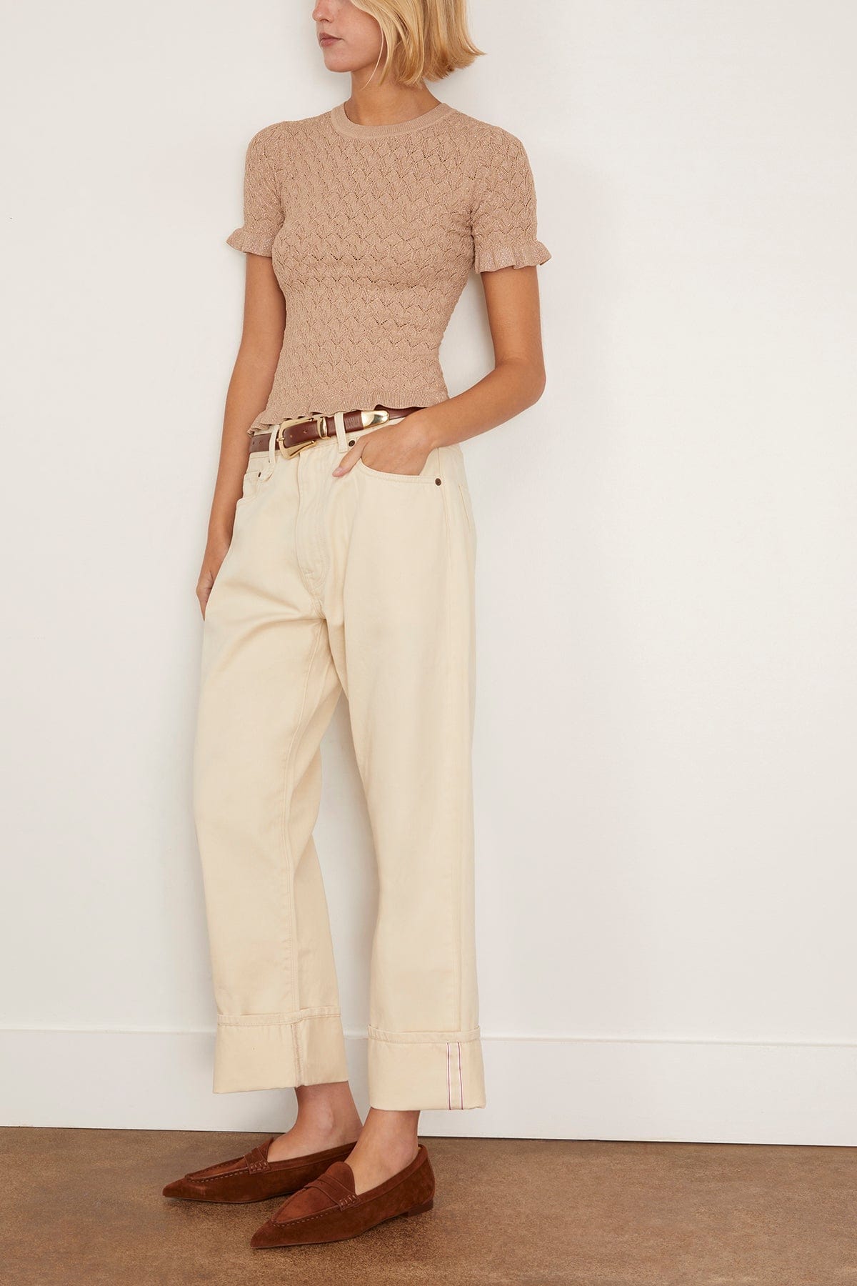 Sea Ruby Knit Tee in Champagne