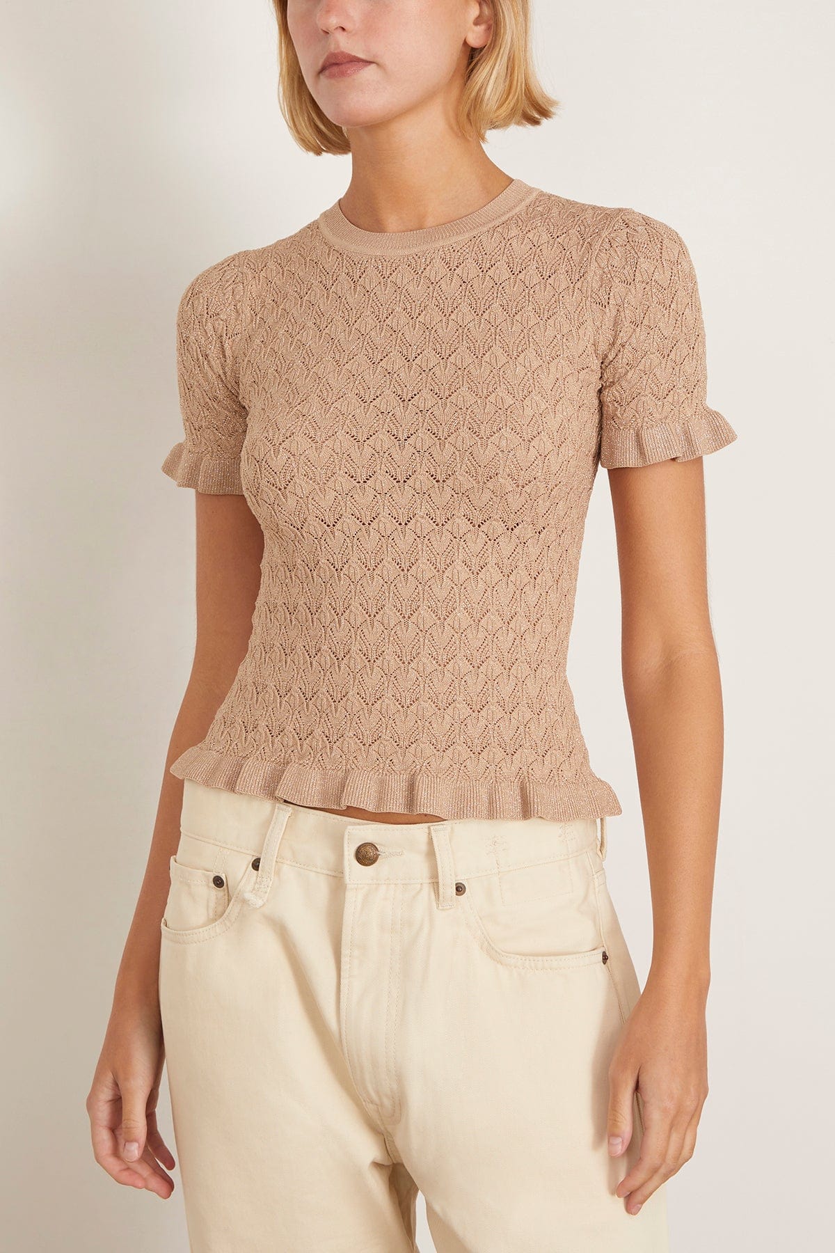 Sea Ruby Knit Tee in Champagne