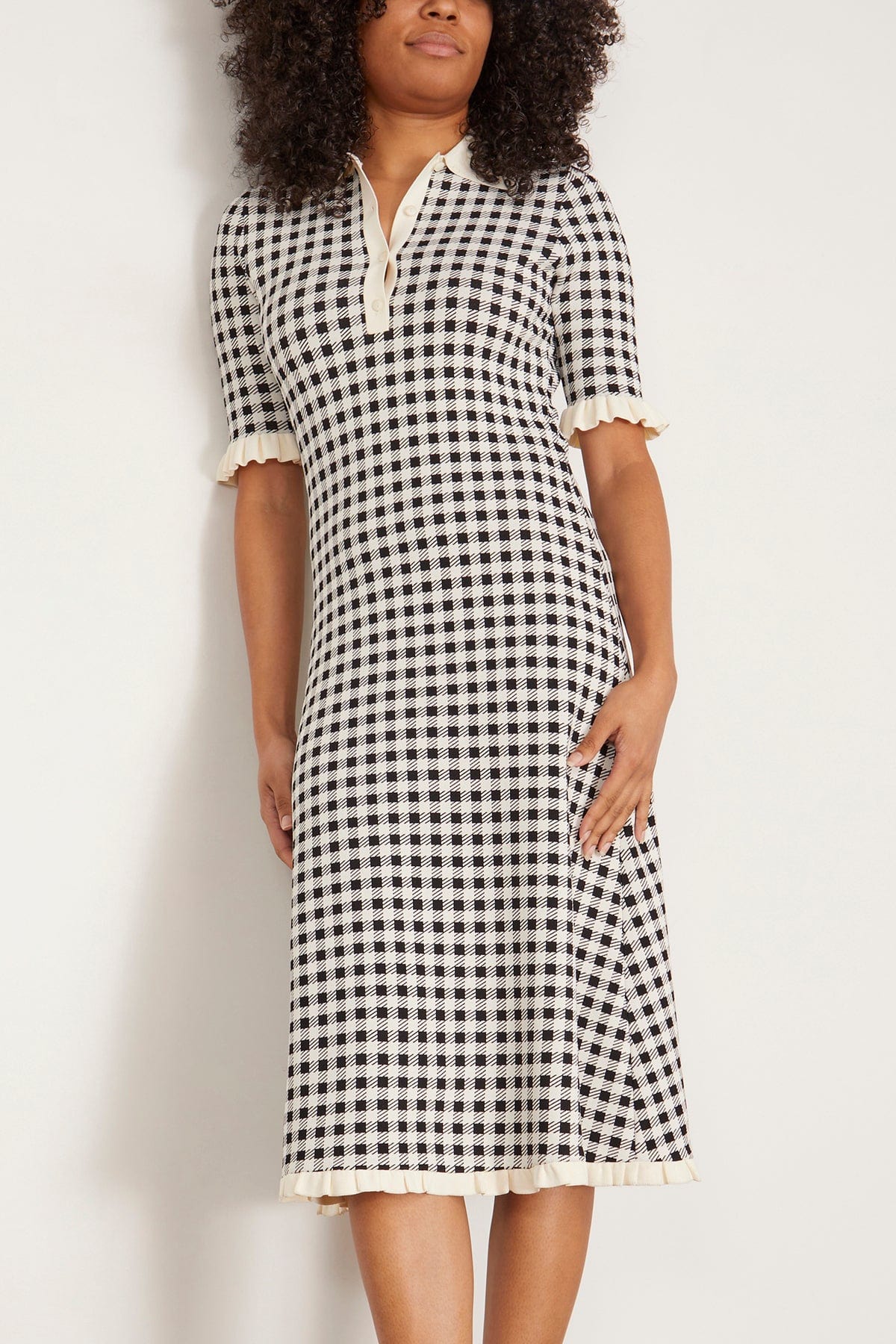 Sea Saige Gingham Knit Short Sleeve Midi Dress in Multi