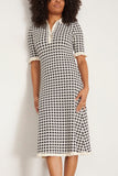 Sea Saige Gingham Knit Short Sleeve Midi Dress in Multi