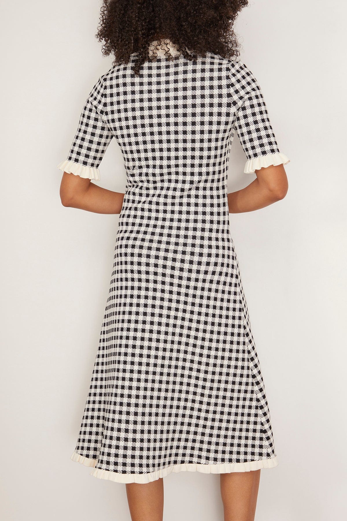 Sea Saige Gingham Knit Short Sleeve Midi Dress in Multi