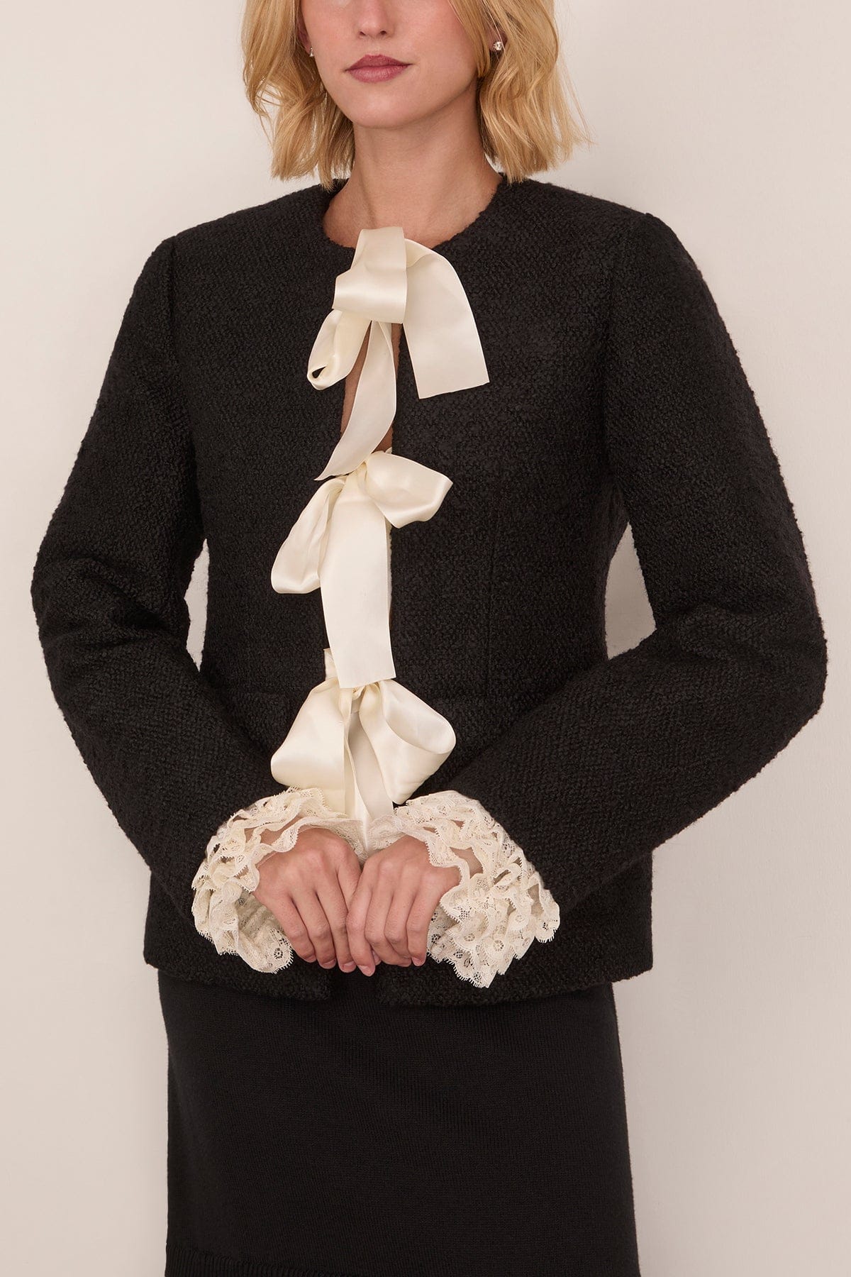 Sea Seraphine Solid Bow Jacket in Black