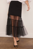 Sea Seraphine Solid Knit Tulle Skirt in Black
