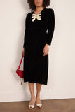 Sea Seraphine Velvet Long Sleeve Midi Dress in Black
