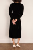 Sea Seraphine Velvet Long Sleeve Midi Dress in Black