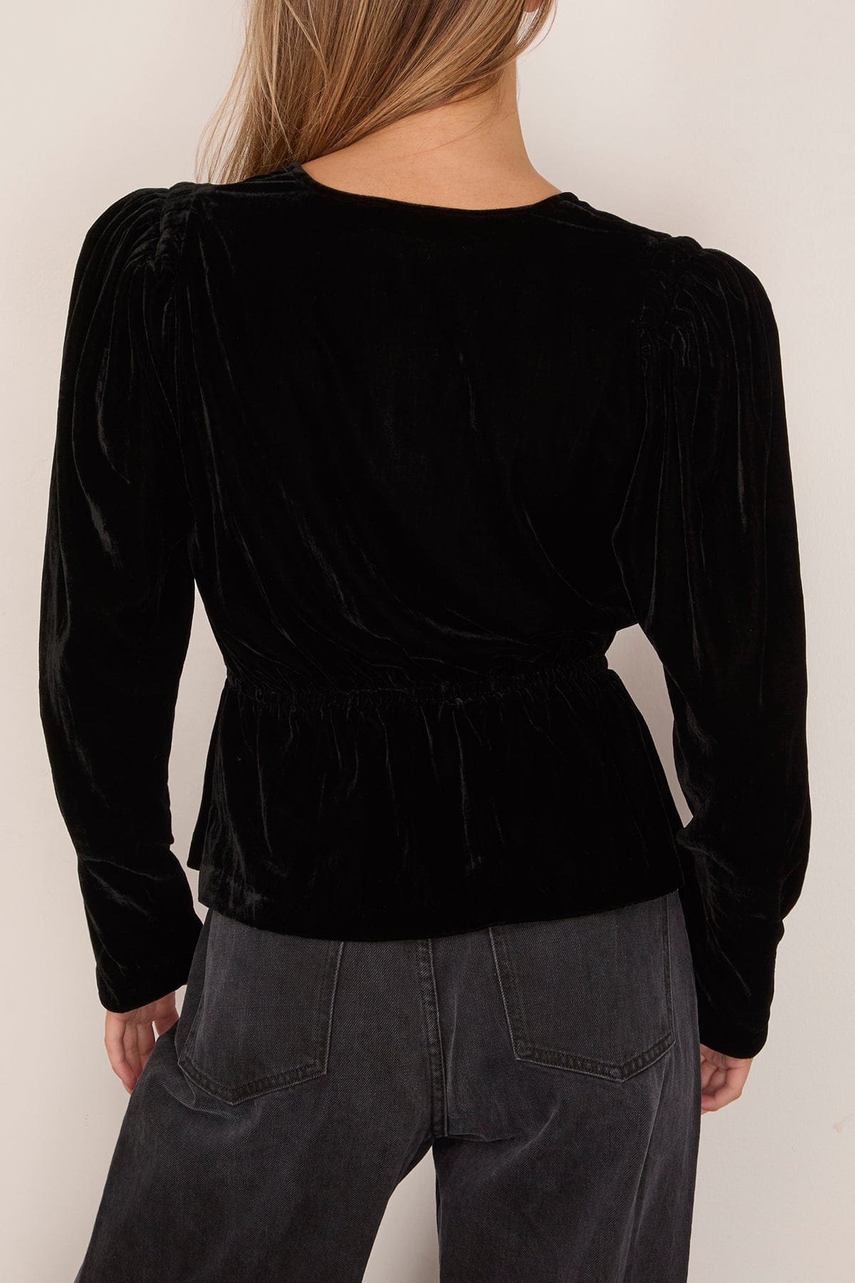 Sea Seraphine Velvet Long Sleeve Top in Black
