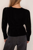 Sea Seraphine Velvet Long Sleeve Top in Black