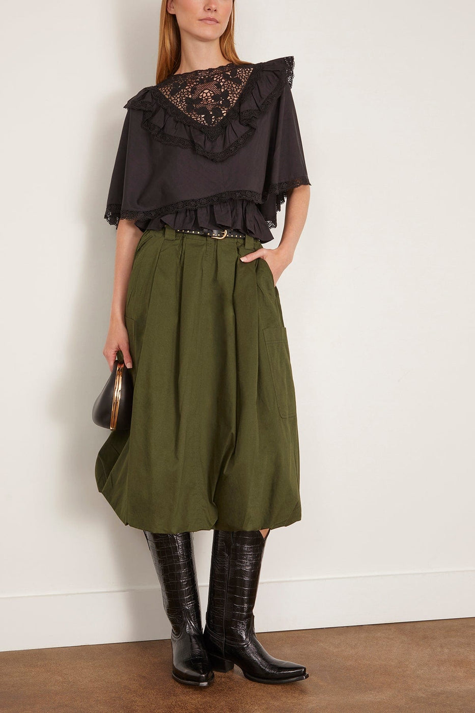 Sea Shanna Lace Capelet Top in Black