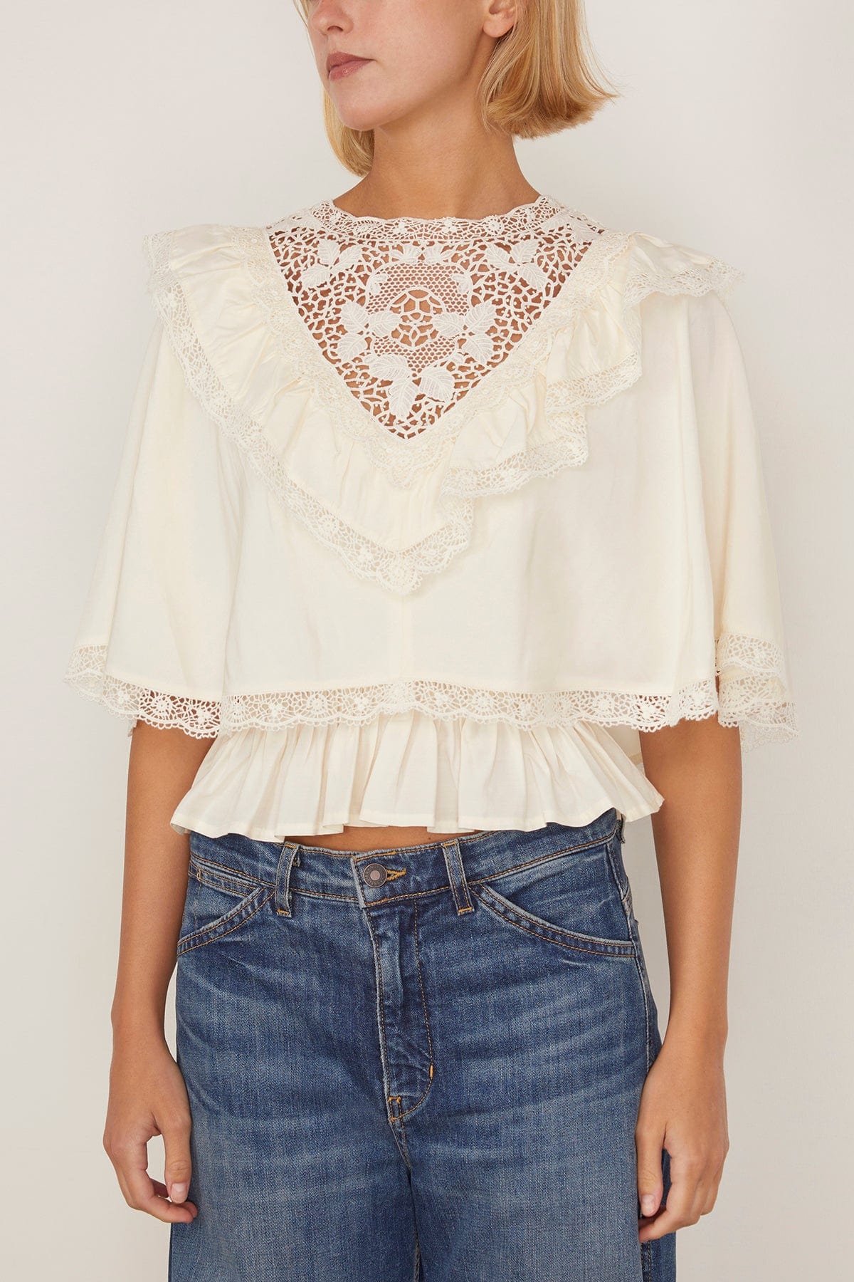 Sea Shanna Lace Capelet Top in Cream