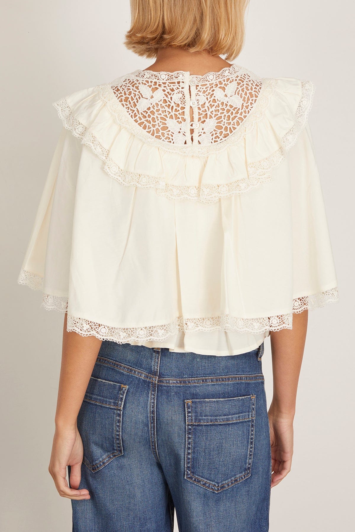 Sea Shanna Lace Capelet Top in Cream